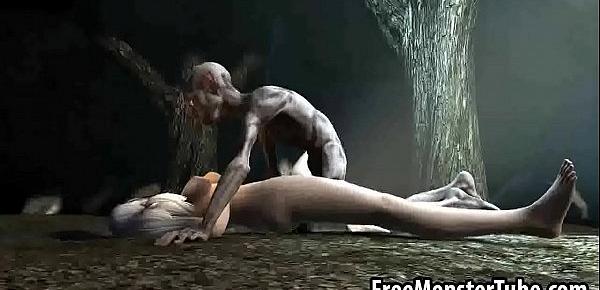  Hot 3D babe gets fucked hard in the woods by Gollum